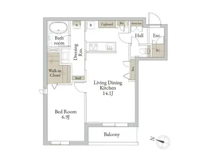 トリルーチェ桜木町(1LDK/1階)の間取り写真