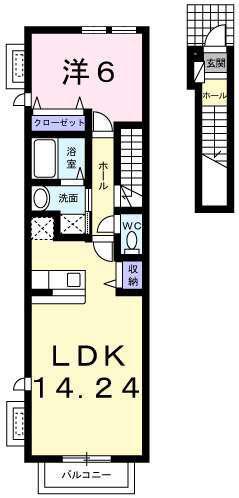 グランベル(1LDK/2階)の間取り写真