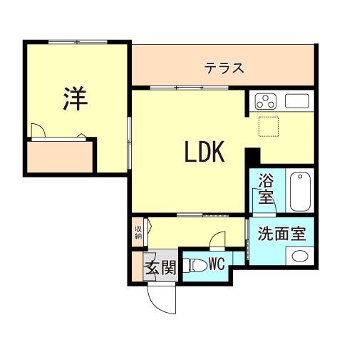 PURE GARDENS OKAMOTO(1LDK/1階)の間取り写真