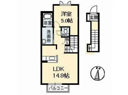 アベニールB(1LDK/2階)の間取り写真
