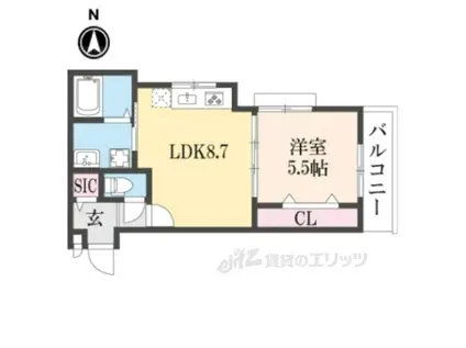 PRIVATE RASIDENCE東山七条(1LDK/2階)の間取り写真