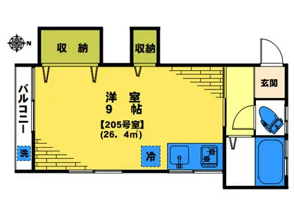 コーポみどり(ワンルーム/2階)の間取り写真