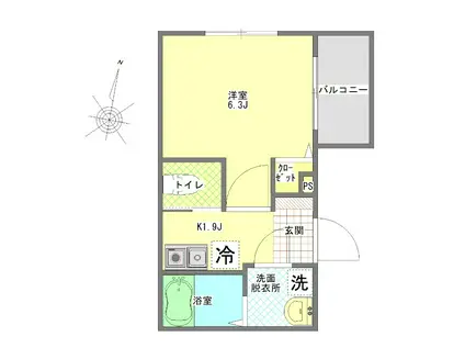 メルディア相武台下(1K/3階)の間取り写真