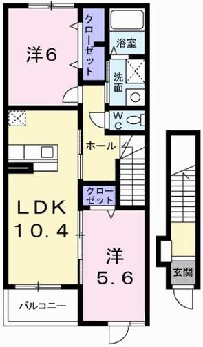 サンリットベル A棟(2LDK/2階)の間取り写真