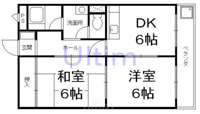 スクエアメゾン醍醐(2DK/5階)の間取り写真