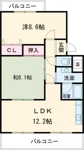 フィオーレ(2LDK/1階)の間取り写真
