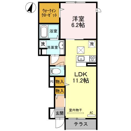 グランソレイユ(1LDK/1階)の間取り写真