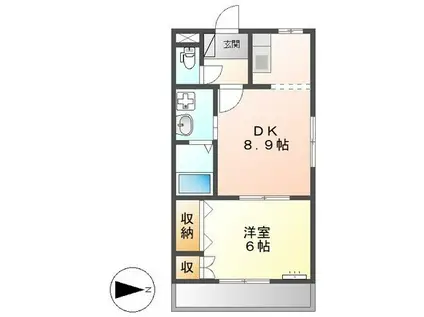 ムーンレインボー(1DK/2階)の間取り写真