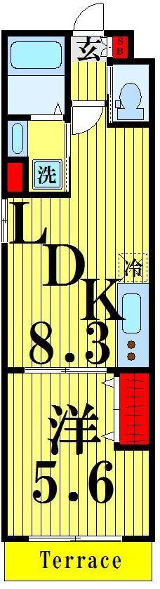 ルミエール扇(1LDK/1階)の間取り写真