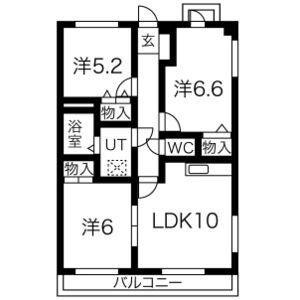 プロクシー貴船(3LDK/3階)の間取り写真