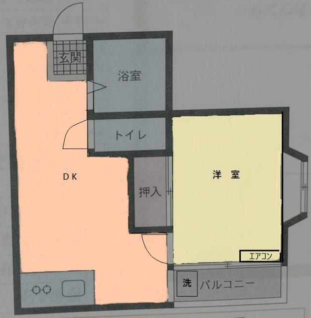 コーポ平野(1DK/3階)の間取り写真