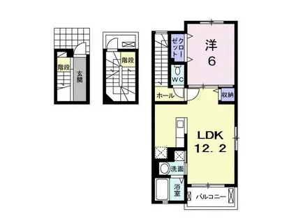 VIENTO(1LDK/3階)の間取り写真