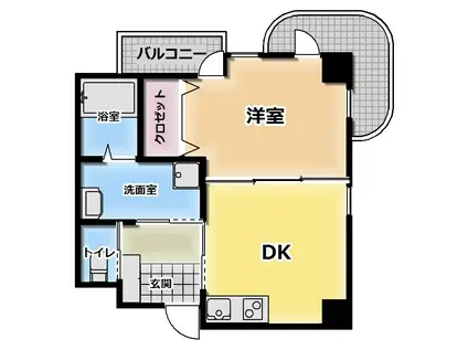 JR予讃線 丸亀駅 徒歩8分 7階建 築20年(1DK/4階)の間取り写真