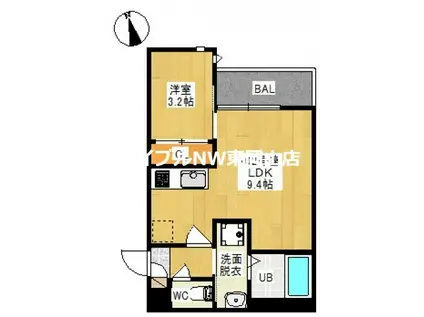 GRANDTIC MK 赤田(1LDK/1階)の間取り写真