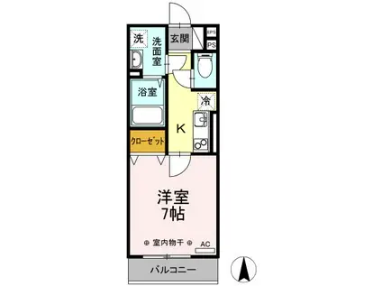 セジュール II(1K/2階)の間取り写真