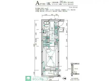 ガリシア千鳥町II(1K/4階)の間取り写真