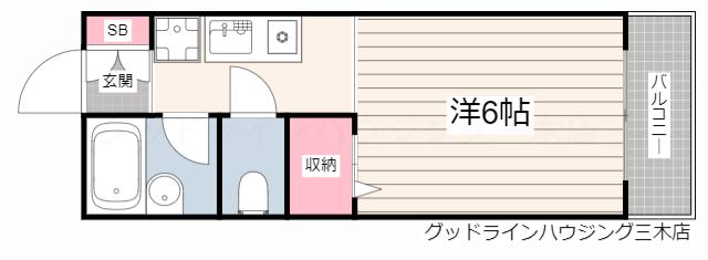 ジュネス青山(1K/1階)の間取り写真