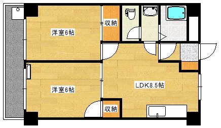 寿々ビル(2LDK/3階)の間取り写真