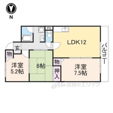 グランドゥール廣田2(3LDK/2階)の間取り写真