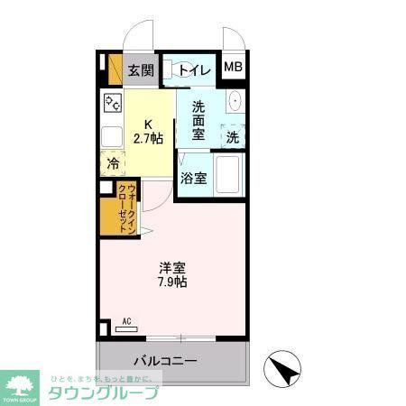 ESPOIR(1K/4階)の間取り写真