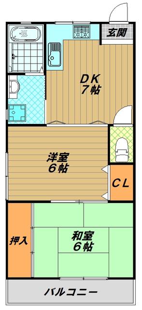 イースト須磨(2DK/2階)の間取り写真