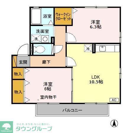 ヴィラ・メルベーユ II(2LDK/1階)の間取り写真