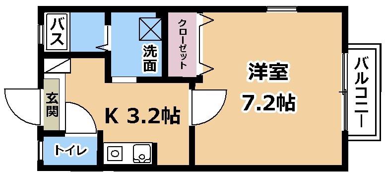 ルーセント南草津(1K/2階)の間取り写真