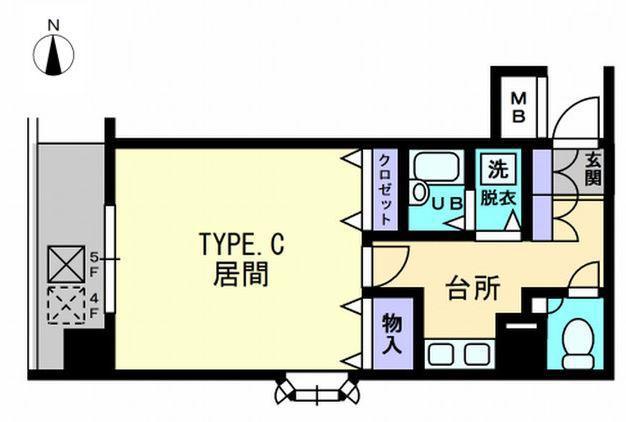 リマーク上之町(1K/6階)の間取り写真