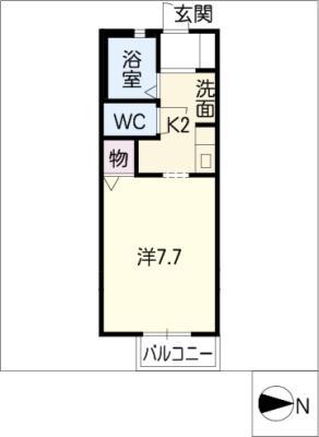 メゾンゆうあい(1K/2階)の間取り写真