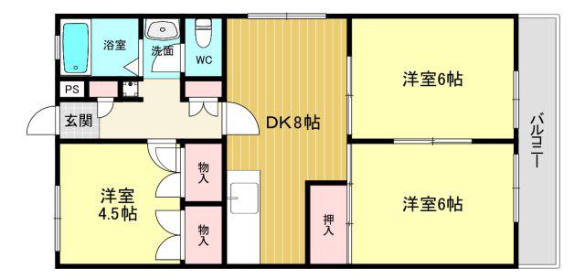 アネックス土井(3DK/3階)の間取り写真