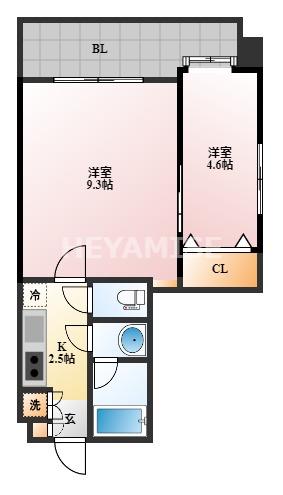 S-FORT長崎大学病院前(2K/9階)の間取り写真