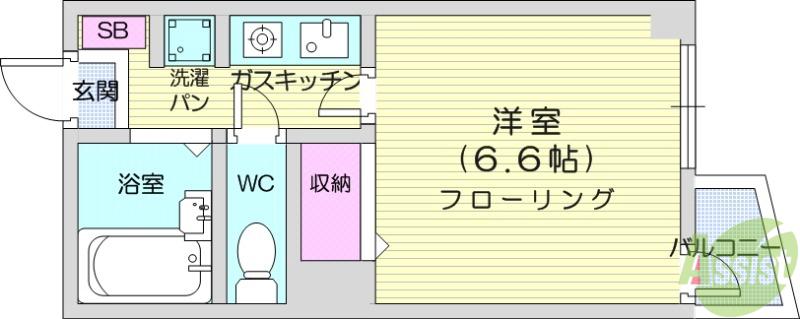 パールハイム錦町(1K/3階)の間取り写真