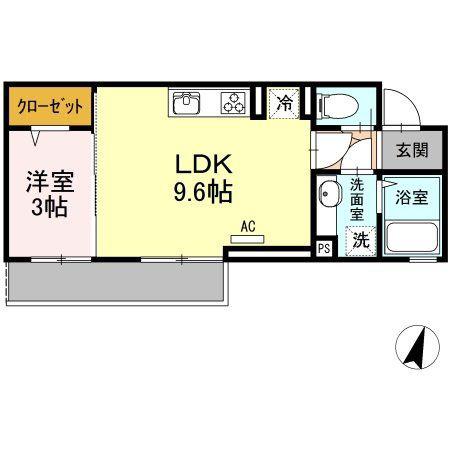 グランコート(1LDK/1階)の間取り写真