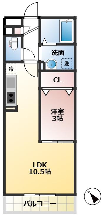 ROI DE LOURS Ⅱ(1LDK/3階)の間取り写真