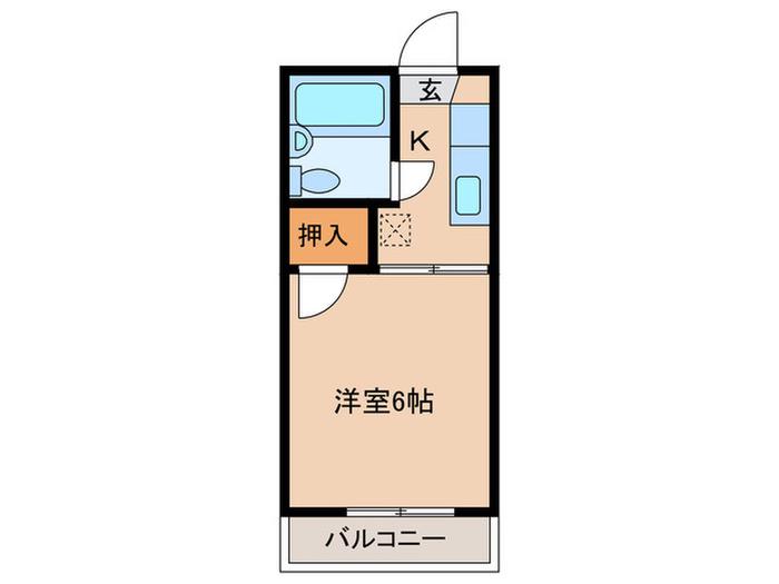 エーデルハイムA(1K/2階)の間取り写真