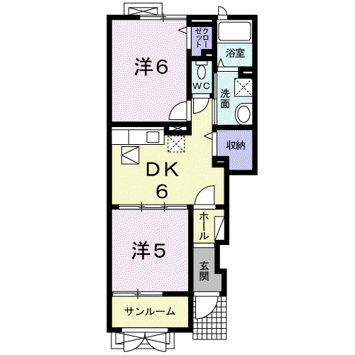 ソナーレ(2DK/1階)の間取り写真