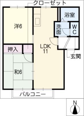 セントレートK(2LDK/2階)の間取り写真
