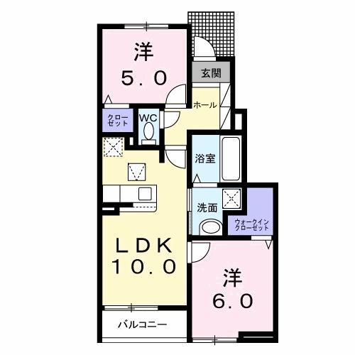 オーブ・レジェール(2LDK/1階)の間取り写真