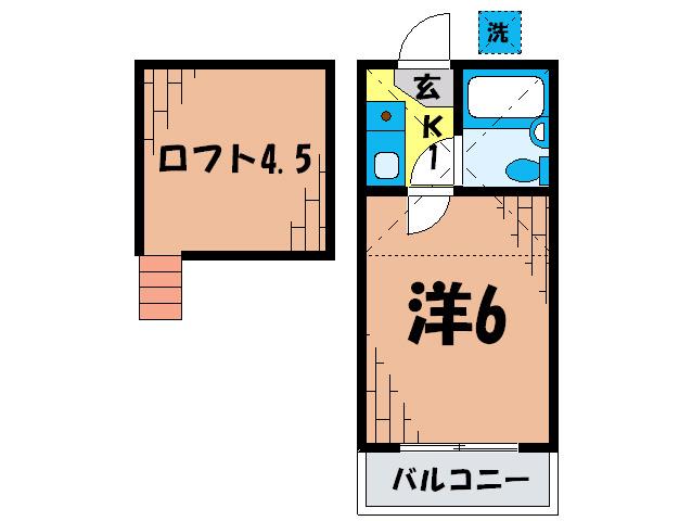 エクセル1(1K/2階)の間取り写真