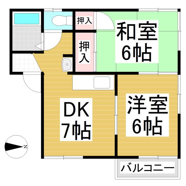 メゾン・ド・やまN棟(2DK/2階)の間取り写真