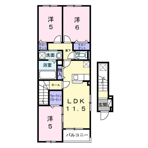 グランディール(3LDK/2階)の間取り写真