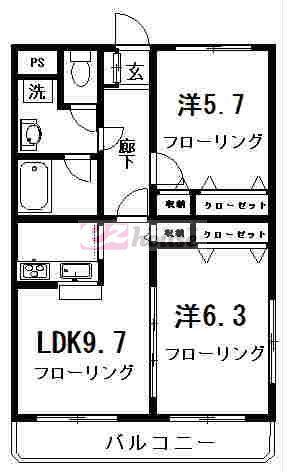 グレース・パラシオン(2LDK/2階)の間取り写真