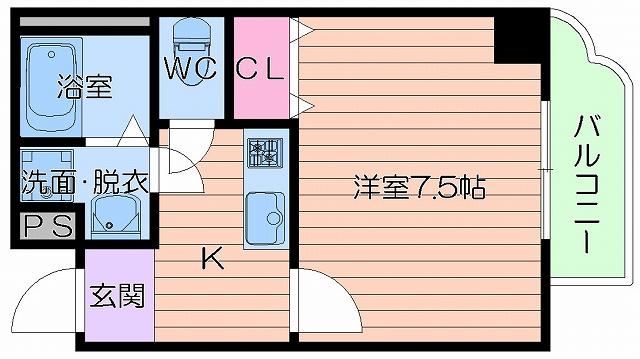 ヒルズ小松(1K/2階)の間取り写真