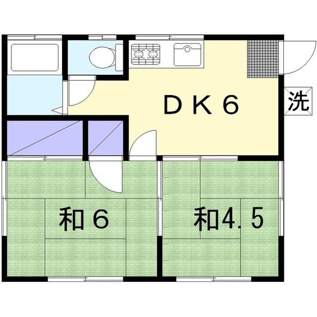 さざ波と貝がらココマーレ平塚(2DK/2階)の間取り写真