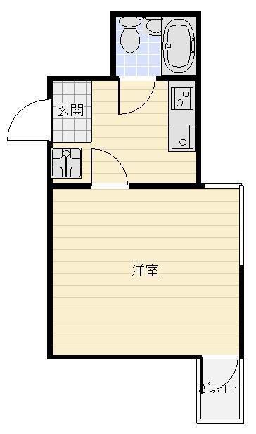 マンション元目(1K/1階)の間取り写真