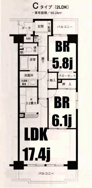 ピュアフィールド新横浜(2LDK/3階)の間取り写真
