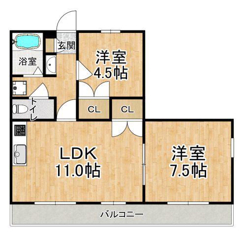 ヴィ フォレストI(2LDK/1階)の間取り写真