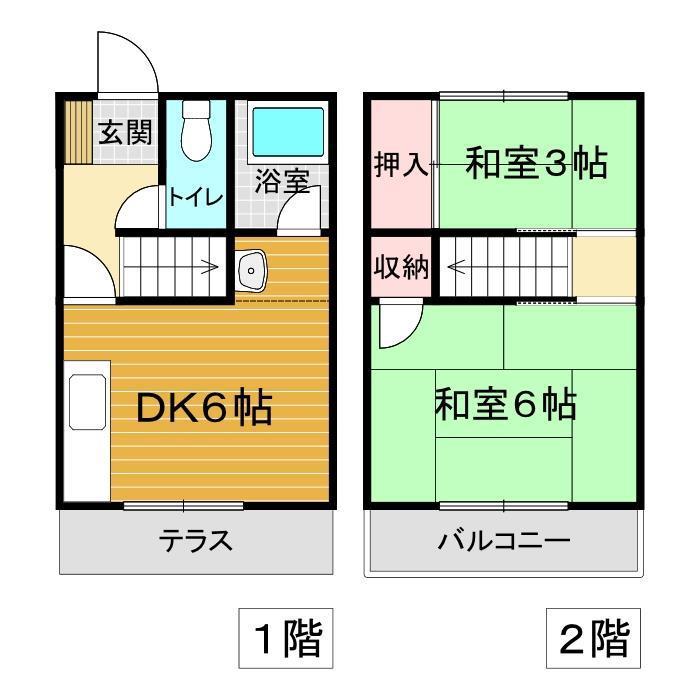 ムーラハイツ(2DK/1階)の間取り写真