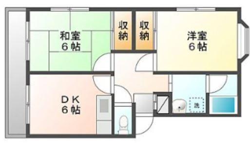 スカイFBK(2DK/4階)の間取り写真