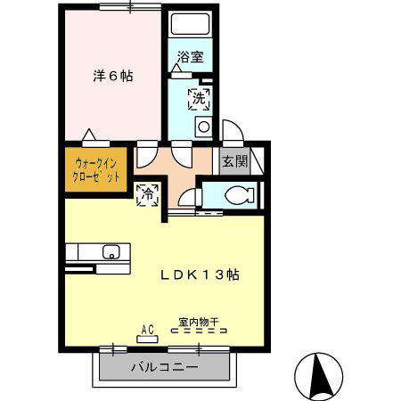 モンテカスカーダA棟(1LDK/2階)の間取り写真